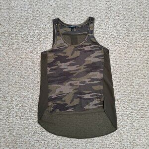Express Camoflash sleeveless top army sheer Olive Green XS‎